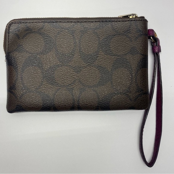 Coach Signature Wristlet 6X4 Brown/Burgundy F54629 CLASSIC CASUAL TRAVEL - Picture 2 of 13